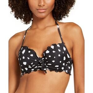 SUNDAZED Ava Black Ruffle Underwire Bikini Swim Top NWT 34 DD Bra Sized